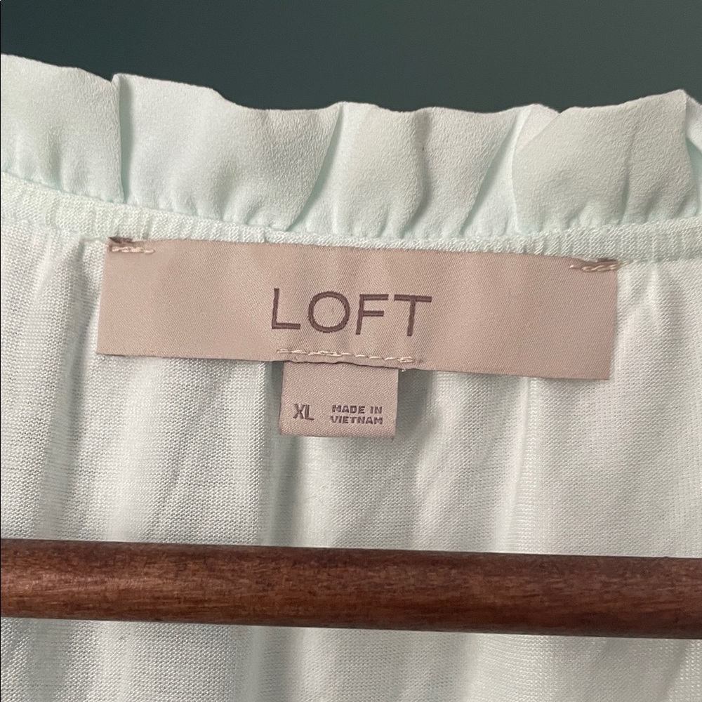 LOFT Light ocean blue Ruffle Blouse - Picture 3 of 3